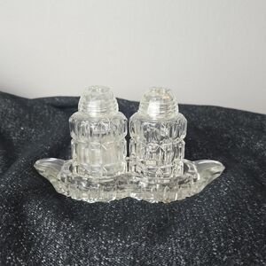 Clear Pressed Glass Salt and Pepper Shakers Set